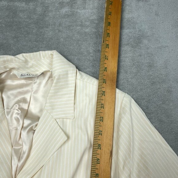 Beautiful By Lawrence Zarian Beige Striped Women’s Blazer Jacket Size M a0524 - Picture 4 of 8